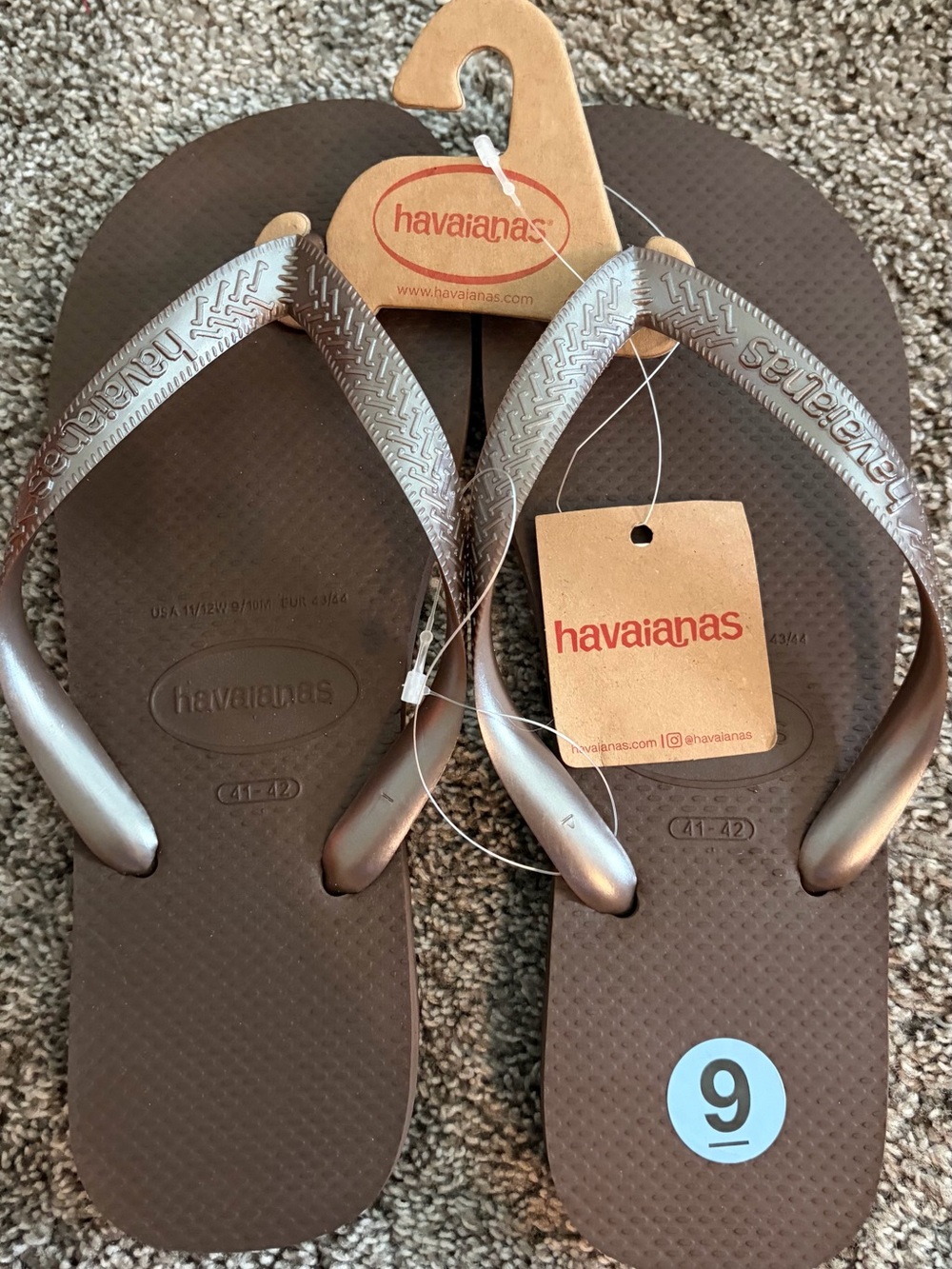 Havaianas Brown Flip Flops with Metallic Bronze Straps